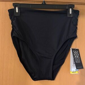 Coco Reef Women's Classic Ruched High-Waist Bikini Bottom New Black Size Medium